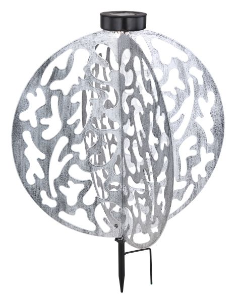 Lampada solare metallo argento, LED