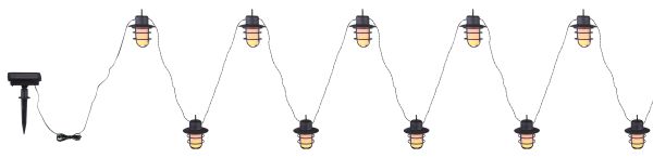 SOLAR-LICHTERKETTE KUNSTSTOFF SCHWARZ, 100XLED