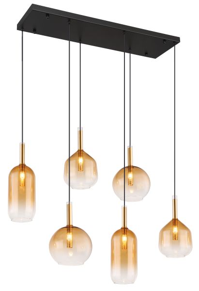 HÄNGELEUCHTE METALL SCHWARZ MATT, 6XG9 LED