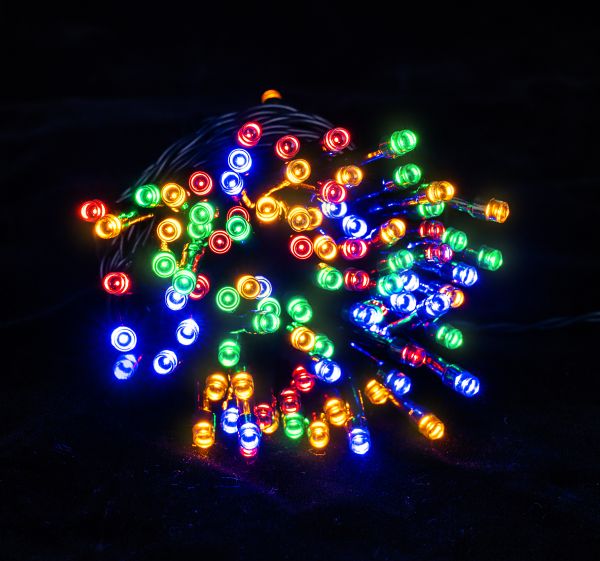 SOLAR-LICHTERKETTE KUNSTSTOFF SCHWARZ, 100XLED