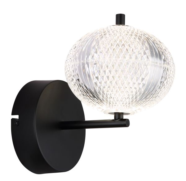 WANDLEUCHTE METALL SCHWARZ MATT, 1XLED