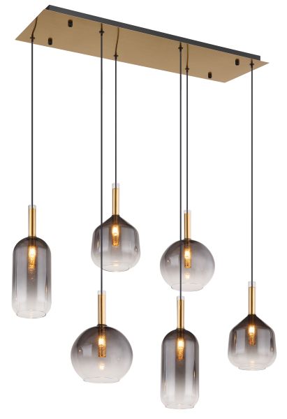 HÄNGELEUCHTE METALL MESSINGFARBEN, 6XG9 LED